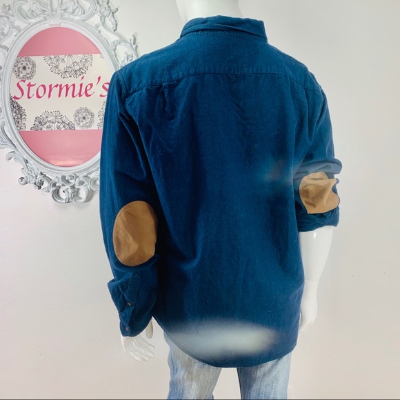 J. Crew / Blue Long Sleeve Brown Elbow Patches - Picture 4 of 8